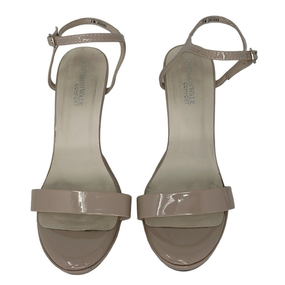 Benjamin Walk Comfort Heel Women's 7 Tan Nude Pumps Open Toe Ankle Strap Shoes - Picture 7 of 13